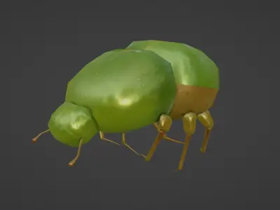ANIMATED GREEN BEETLE Low-poly 3D model