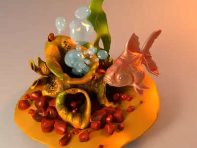 Goldfish Aquarium Low-poly 3D model