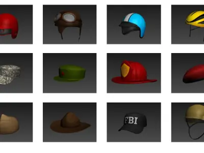Hats and Helmet Pack 4 3D model
