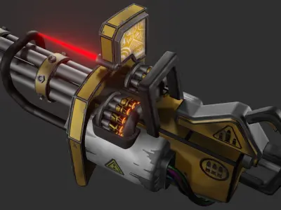 Stylized minigun Low-poly 3D model