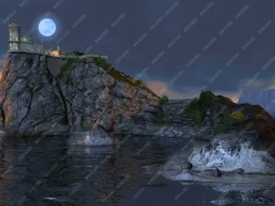 Castle Swallows nest Night Version 3D model