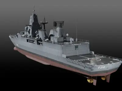 Germa Sachsen class Frigate game ready Low-poly 3D model