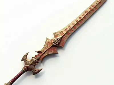 Imperial Gold Celestial Blade Ancient Mythical Sword 3D Model Low-poly 3D model