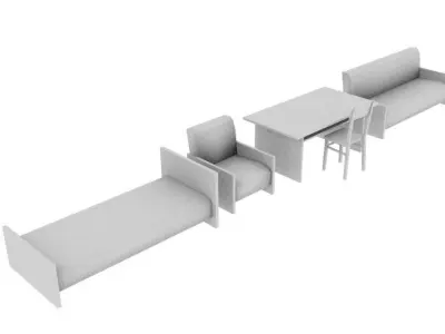 Old furniture set -2 Free low-poly 3D model