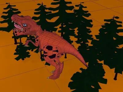 Dinasour Low Poly animated t - rex 3D model