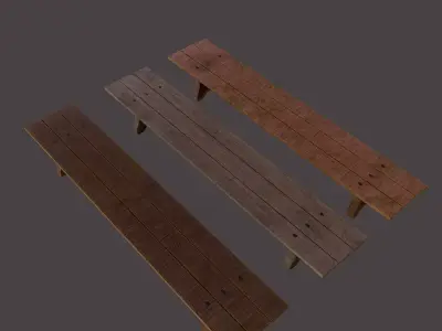 Wooden Bench Free low-poly 3D model get