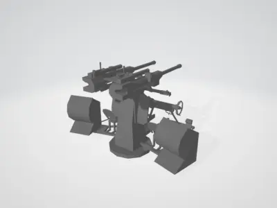 FRENCH WW2 AA GUN X2 Low-poly 3D model