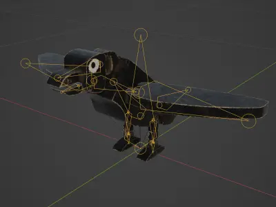 Wooden Toy Raven Low-poly 3D model