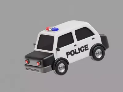 Police Car Cartoon Low-poly 3D model