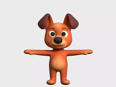 Cartoon Dog Low-poly 3D model