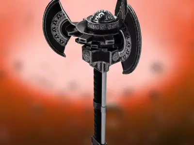 Axe Steel Scratched Black 3D model Low-poly 3D model