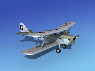 Dehavilland DH-82 Tiger Moth V01 3D model