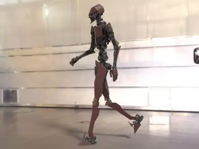 Animated fully rigged robot  3D model