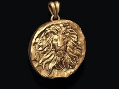 Ancient lion coin pendant 3D print model