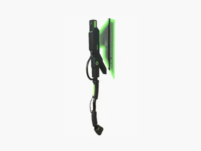 SciFi War Axe A03 Black Green - Sci Fi Weapon Design Low-poly 3D model