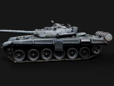 military soviet T72 destroyed tank PBR photogrammetry Low-poly 3D model