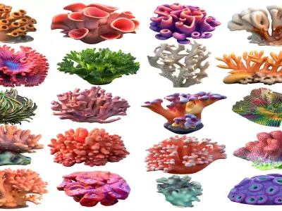Coral Collection 1-20 Low-poly 3D model