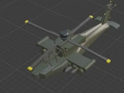 Ah-64 With Ringing animation Low-poly 3D model