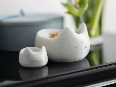 Cute cat bowl 1-year commercial licence 3D print model