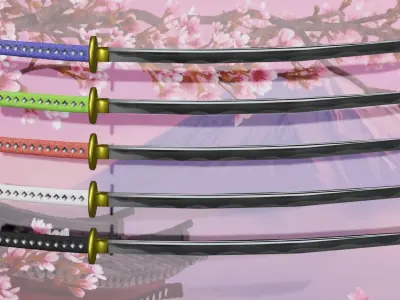 LOW POLY KATANA PACK Low-poly 3D model