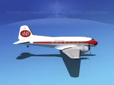 Douglas DC-3 Alabama Air Service 3D model