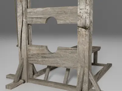 Guillotine old wooden Low-poly 3D model