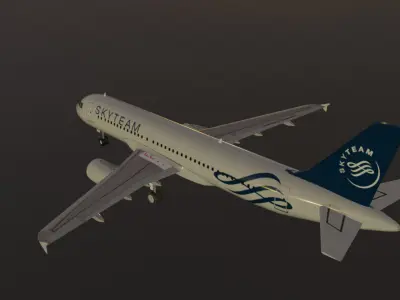 Skyteam Airbus a320-214 low poly 3D Model  Low-poly 3D model