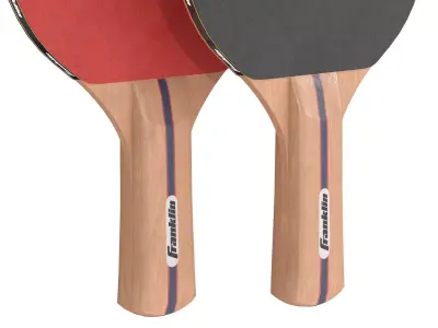 Table tennis paddles red with balls Low-poly 3D model