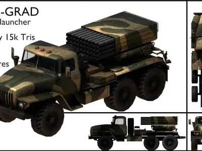 BM21 GRAD Rocket Launcher Low-poly 3D model