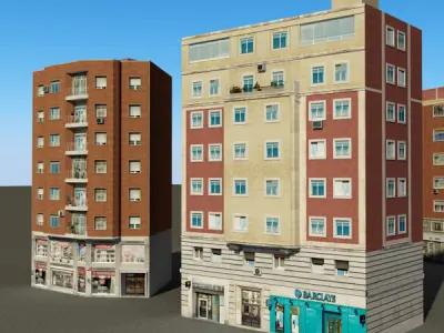 Building Collection 77-80 Low-poly 3D model