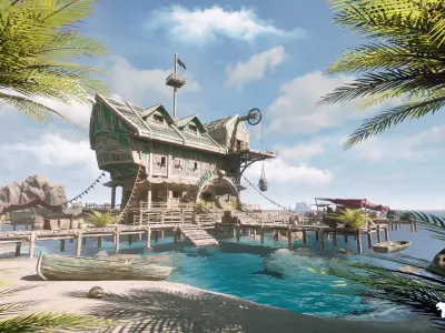 Pirate Tavern Environment Low-poly 3D model