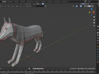 Wolf Low-poly husky 3D model