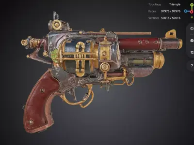 Steampunk Pistol 3D model get