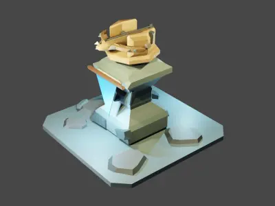 Cross bow base defend Low-poly 3D model