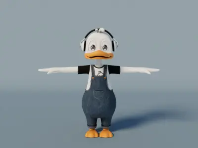 Rigged Cartoon Duck 3D model