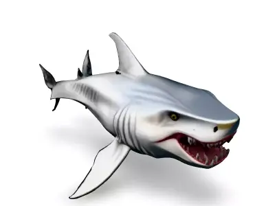 Animated Cartoon Great White Shark Low-poly 3D model