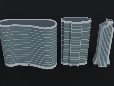 Cartoon skycrapers 2 Polygonal Style Low-poly 3D model