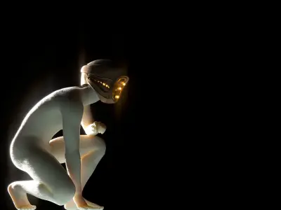 Sci-fi helmet design Low-poly 3D model