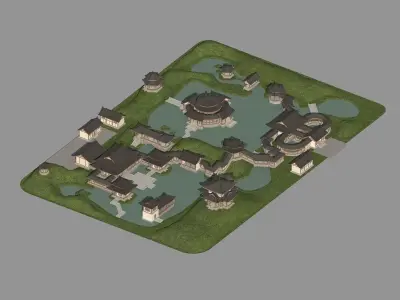 Chinese-style courtyard 3D model