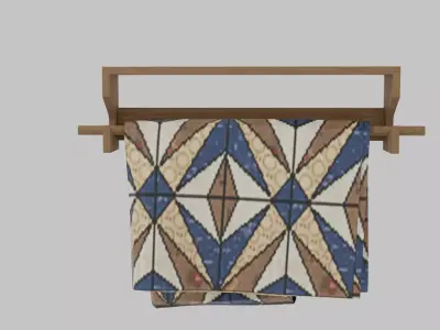 Rustic Wall Mounted Quilt Rack with Quilt Free low-poly 3D model