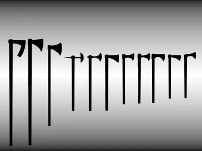 Battle-axe set three axes Low-poly 3D model