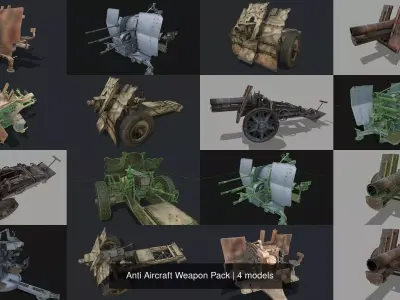 Anti Aircraft Weapon Pack 3D Model Collection