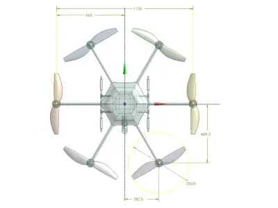 Hexacopter solid CAD for CFD 3D model