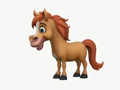 High-Quality Stylized Cartoon Foal 3D model