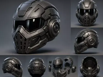 Futuristic Helmet Modular Tactical Armor 3D print model