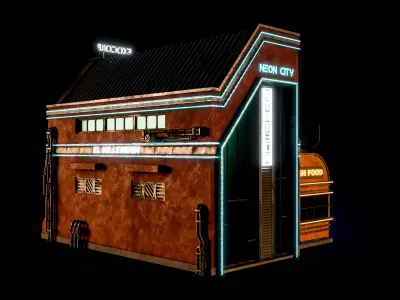 SCIFI CYBERPUNK FUTURISTIC NEON BUILDING 03 Low-poly 3D model