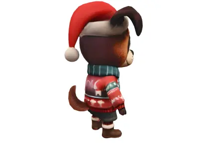 Buddy the Festive Pup Low-poly 3D model