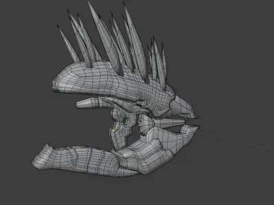 Needler futuristic weapon with lights Low-poly 3D model