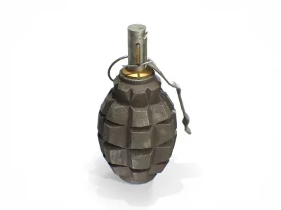 F-1 WW2 Grenade worn Low-poly 3D model