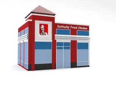 Low Poly KFC Building Low-poly 3D model